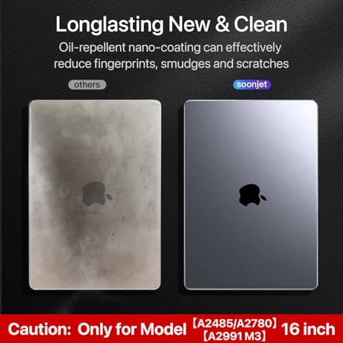 Soonjet Invisible Armor for MacBook Pro 16 inch Case 2023-2021 M3 Pro/Max A2991 M2 A2780 M1 A2485 Same as Bare Device [Scientific Slim] Protective Hard Shell Case Cover for Laptop - Matte Clear