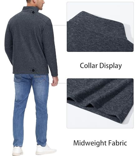 MAGCOMSEN 1/4 Zipper Pullover for Men Long Sleeve Shirts Golf Shirt Sweatshirts Quick Dry Fleece Shirt Fall Shirts Water Blue