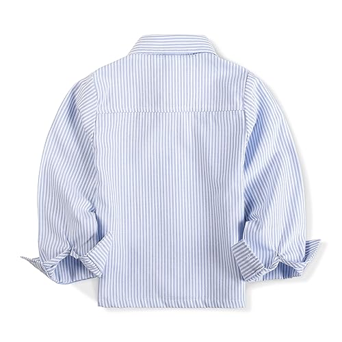 OCHENTA Boys Striped Oxford Easter Dress Shirts Button Down Long Sleeve Kids Casual Cute Rabbit Tops Green 7-8 Years