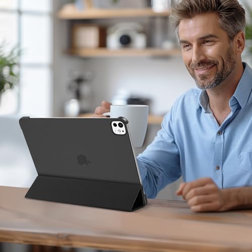 ProCase for iPad Pro 13 Inch Case 2024 (M4/7th Gen), iPad M4 13 Case Smart Folio iPad Pro 13 Case, Slim Stand Translucent Hard Shell Back 13-inch 2024 iPad Pro Case, Auto Sleep/Wake -Black