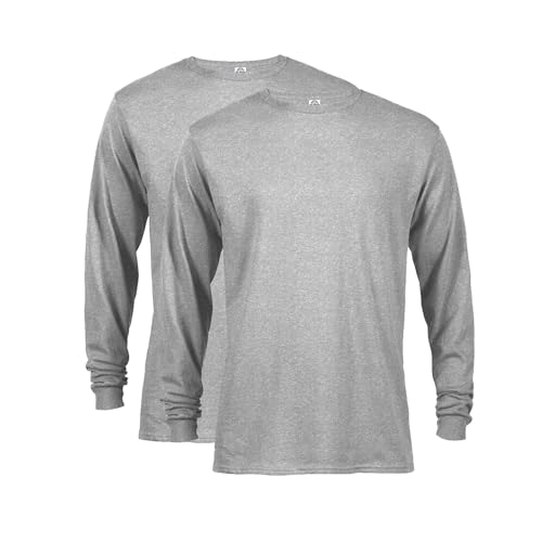 Delta Apparel Men's 2 Pack Long Sleeve T-Shirt, Athletic Heather