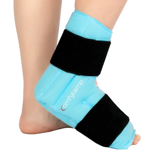 Comfytemp Large Ankle Foot Ice Pack Wrap for Plantar Fasciitis Relief, FSA HSA Eligible, Ankle Brace for Sprained Ankle, Heel Spur, Swelling, Achilles Tendonitis,Pain, Hot & Cold Therapy, 1 Pack