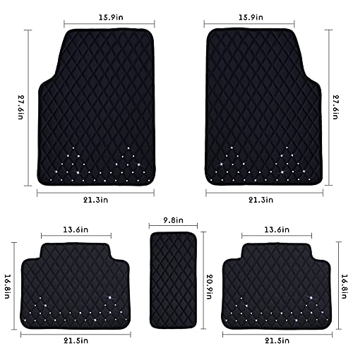 eing All Weather Pu Leather Floor Mats for Car SUV & Truck - 5 Pack/Set (Front & Rear), Heavy Duty Protection,Car Floor Cushion,Black