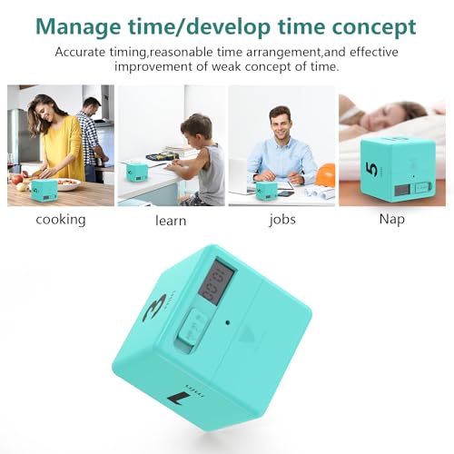 Cube Timer,Pretmess Gravity Flip Kitchen Timer for Time Management and Countdown Settings 1-3-5-10 Minutes