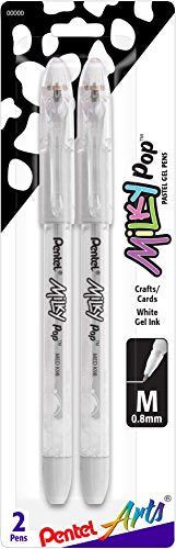 Pentel Arts Milky Pop Pastel Gel Pen, (0.8mm), Medium Line, White Ink, Pack of 2 (K98PABP2W)