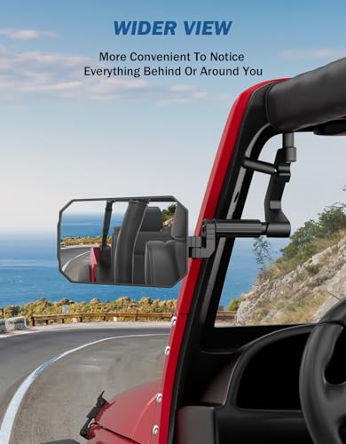 JOYTUTUS Wrangler Mirrors Doors Off Compatible with Wrangler JK & Unlimited 2007-2018, Wrangler JK Side Mirrors with Doors Off Wider View No Vibrate & Wobble (NOT FIT Wrangler JL), Patent Pending