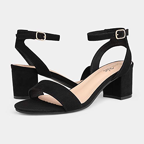 DREAM PAIRS Womens Open Toe Ankle Strap Low Block Chunky Heels Sandal Party Dress Pumps Shoes, Nude/Suede - 9 (Carnival)