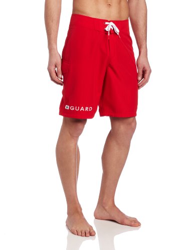 Speedo Men's Guard Swim Trunk Knee Length Boardshort Volley , Speedo Red, 28