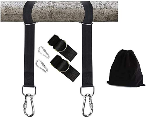 CACTIYE Set of 2 Hammock Straps2 Tree Swing Straps Hanging Kit， Perfect for Hammock Hanging Kit Straps，5ft Extra Long Straps Strap with Safer Lock Snap Carabiner Hooks Carabine