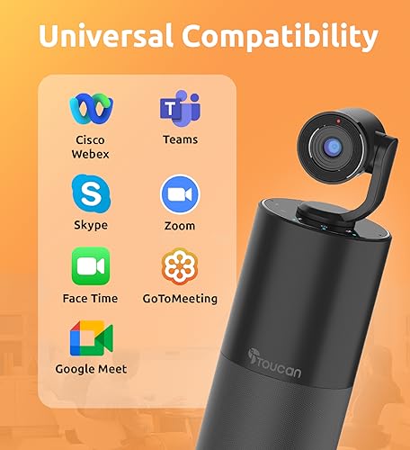 TOUCAN Video Conference Camera with 4 Noise-Cancelling Mics, Speaker, Adjutable Camera, 1080p Detachable USB Webcam Plug and Play Works with Zoom, Microsoft Teams and More, for PC/Mac/Laptop