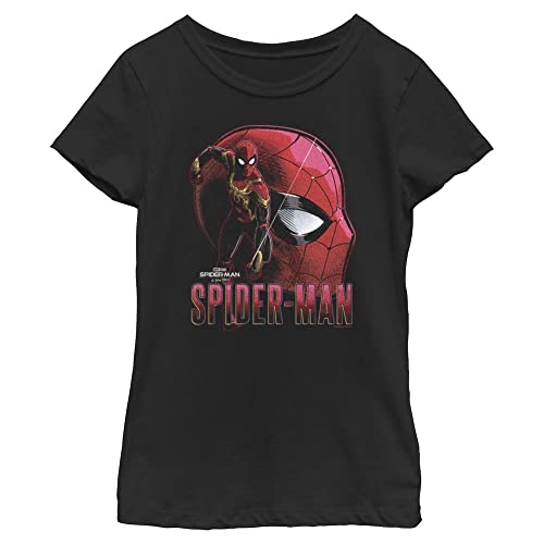 Marvel Girls Spider-Man No Way Home Spidey Profile Tee, Black, X-Small