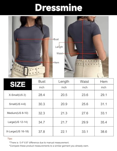 Dressmine 2 pcs Crop Tops for Women Baby T Shirt Summer Basic Tight Shirts Cropped Tee Black White Small