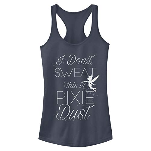 Disney Womens Tinker Bell Not Sweat Slim Fit, Scoop Hem Racerback Tank T-Shirt, Indigo, X-Small US