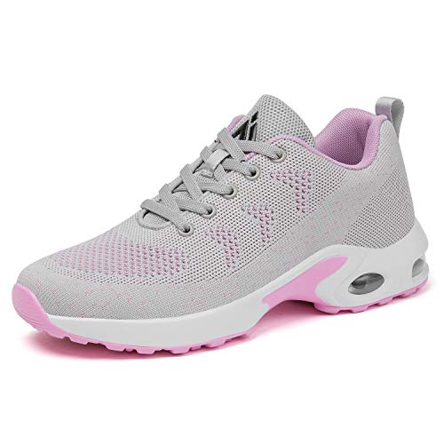 Mishansha Women's Casual Road Running Shoes Comfortable Arch Support Air Cushion Gym Shoes Training Walking Sneakers Athletic Grey 6
