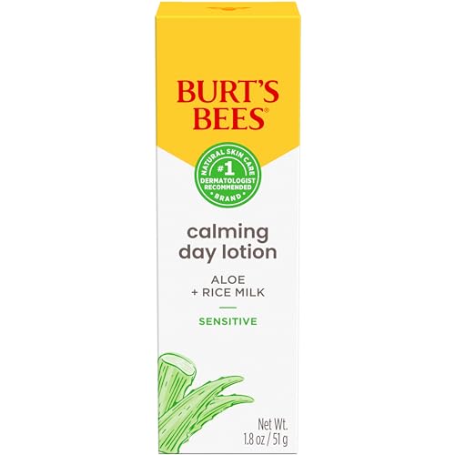 Burt's Bees Valentines Day Gifts, Calming Day Face Lotion With Aloe and Rice Milk, Soothing Face Lotion for Sensitive Skin, 98.9 Percent Natural Origin Skin Care, 1.8 oz. Bottle