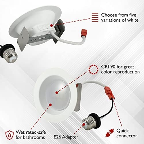 Lunabode LED 4 Inch Recessed Light Ultra- 1 Pack Thin Dimmable Ceiling Light Fixtures | 5cct LED Can Lights 2700K/3000K/3500K/4000K/5000K | Damp Rated, Retrofit Installation, ETL & UL Certified