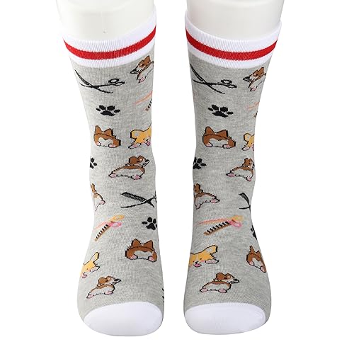 PXTIDY 2 Pairs Furologist Socks Funny Puppy Stylist Gift Cute Dog Groomer Socks Pet Grooming Gifts Furologist Gift