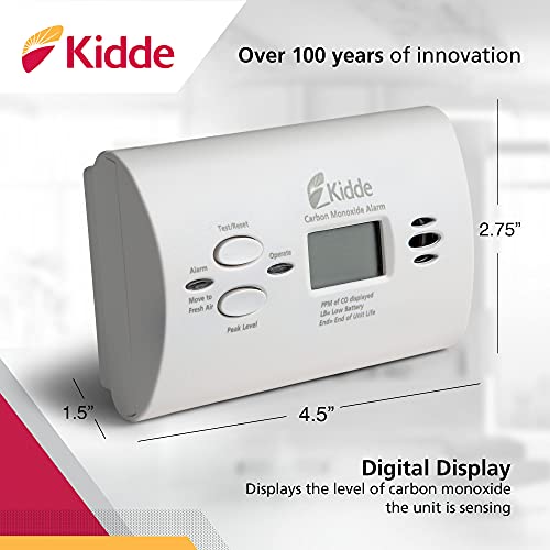 Kidde Carbon Monoxide Detector, AA Battery Powered CO Alarm with LEDs, Test-Reset Button, Low Battery Indicator, Portable