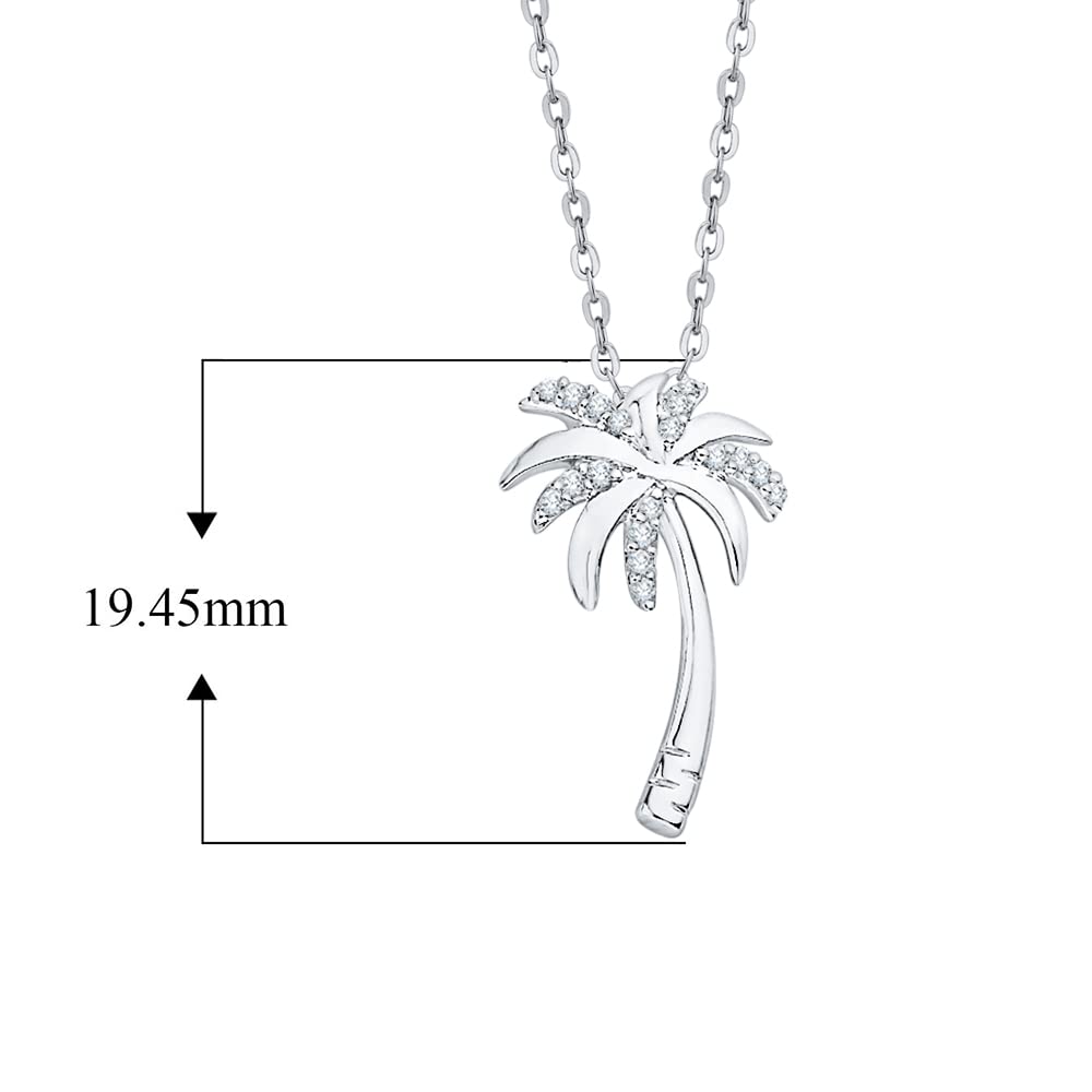 KATARINA Diamond Palm Tree Pendant Necklace in 10k White Gold (1/10 cttw, J-K, SI2-I1)