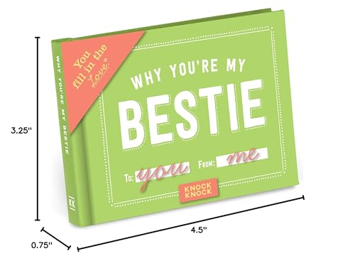 Knock Knock Why You're My Bestie Book Fill in the Love Fill-in-the-Blank Book Gift Journal, 4.5 x 3.25-Inches