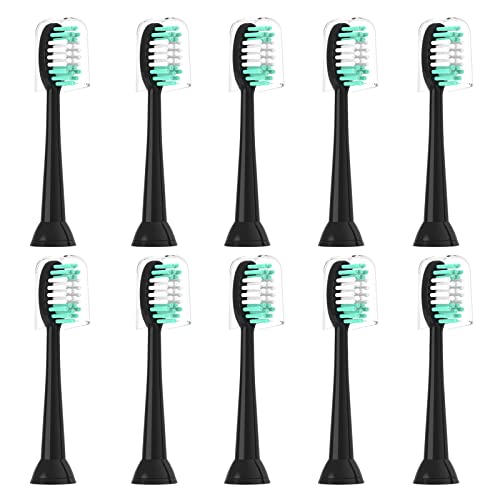 Everystep Replacement Toothbrush Heads 10 Pack for AquaSonic Black Series for Vibe Series Black Series pro, and for Duo Series pro Electric Toothbrush,Balck
