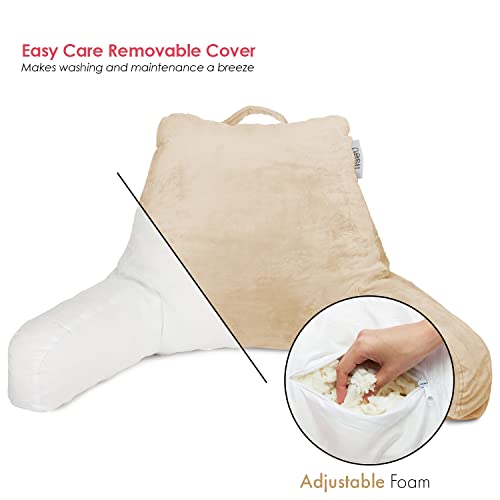Nestl Reading Pillow Large Bed Pillow, Back Pillow for Sitting in Bed Shredded Memory Foam Chair Pillow, Reading & Bed Rest Pillows Ice Blue Back Pillow for Bed, Bed Chair Arm Pillow with Pockets