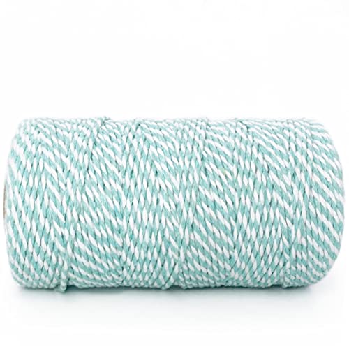 Twine String Aqua Blue and White Baker String 328 Feet 2mm Thick Christmas Halloween Twine String for Gift Wrapping DIY Crafts Home Decoration String Art Gardening