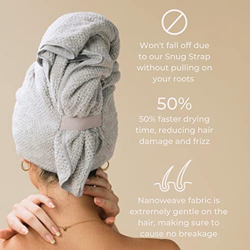 VOLO Hero Capri Blue Hair Towel | Ultra Soft, Super Absorbent, Quick Drying Nanoweave Fabric | Reduce Dry Time by 50% | Large Towel Wrap for All Hair Types | Anti Frizz & Anti Breakage | Microfiber