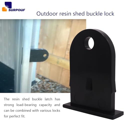 SURPOUF Outdoor Resin Shed Hasp Latch, Plastic Hasp Latch,Newly Upgraded Black Solid Core Plastic Fits for Rubbermaid