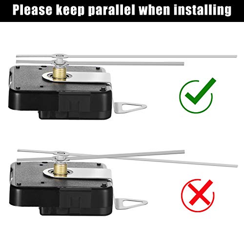 6 Pieces High Torque Long Shaft Clock Movement Mechanism with Pasters, Hooks and 6 Different Pairs of Hands Clock Repair Parts Replacement (13 mm/ 0.51 Inches)