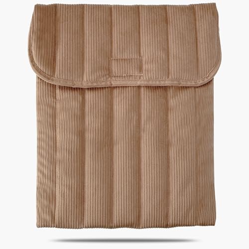 Linpr Stripe Puffy Laptop Sleeve 13-14 Inch Brown, Portable Case Bag with Pockets, Cotton Carrying Case Compatible with 13 and 14 Inch Laptops, for MacBook Air M2 M1, Asus/Dell Xps/Lenovo in Cover