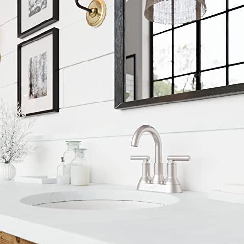 Pfister Capistrano Bathroom Sink Faucet, 4-Inch Centerset, 2-Handle, 3-Hole, Spot Defense Brushed Nickel Finish, LF048CSOGS