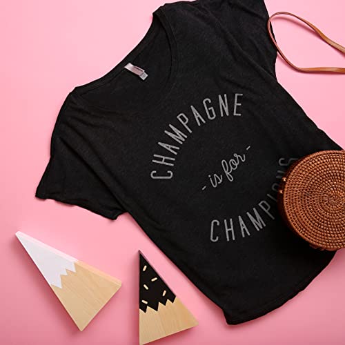 Thread Tank Champagne is for Champions Women's Fashion Slouchy Dolman T-Shirt Tee Heather Black Small