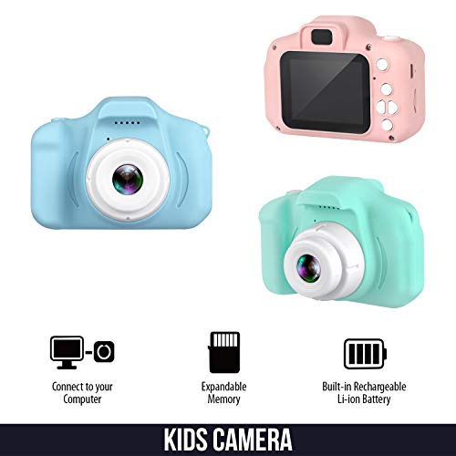 Dartwood Kids Camera for Boys & Girls, 1080p Digital Video Recorder for Kids, Christmas Birthday Toy Gifts for Age 3 4 5 6 7 8 9 10 with 32GB Micro SD Card (Blue)