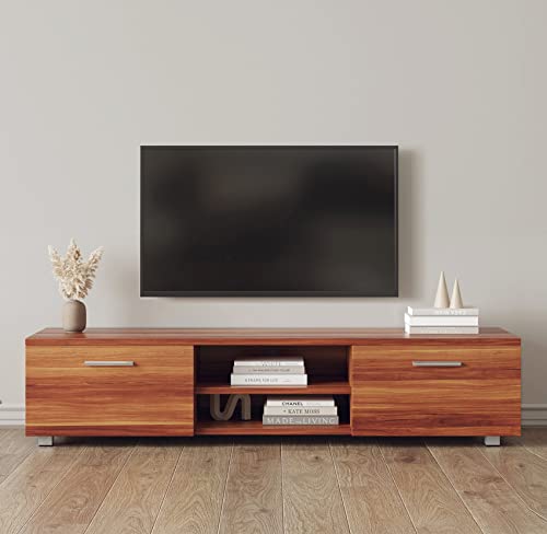 Kennkari TV Stand for 40 45 50 55 60 65 Inch TV Entertainment Center for Living Room Low Profile TV Table Modern TV Media Console with Storage Simple TV Cabinet with Shelves (Wood Grain)