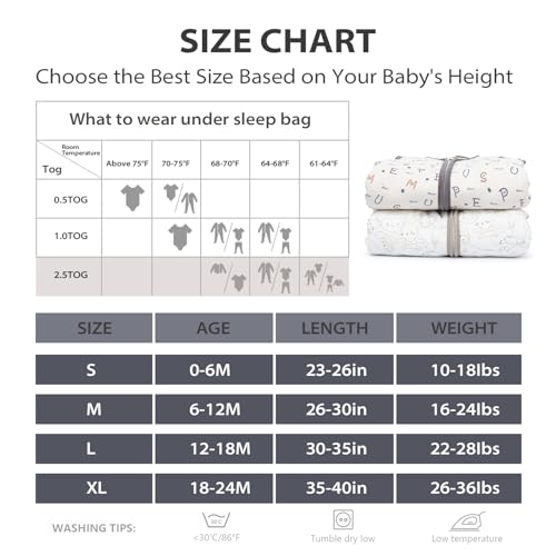 Mosebears Sleep Sack Baby Winter Wearable Blanket with 2-Way Zipper,2.5 TOG Cotton Sleep Sack Unisex (Rabbit Cat, 12-18 Months)