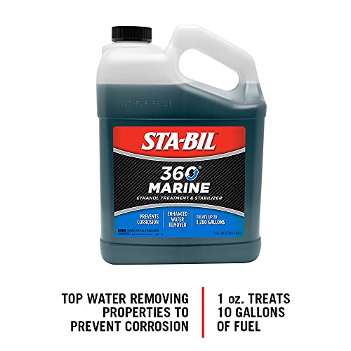 STA-BIL 360 Marine Ethanol Treatment & Fuel Stabilizer - Full Fuel System Cleaner - Fuel Injector Cleaner - Removes Water - Treats 1280 Gallons - 128 Fl. Oz. (22250),Gold, 1 Gallon