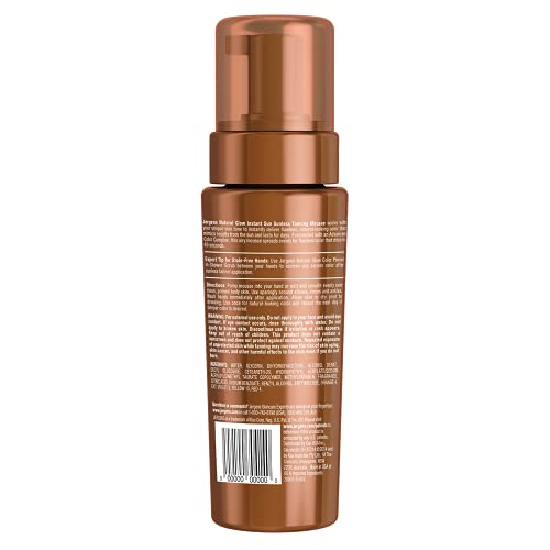 Jergens Natural Glow Instant Self Tanner Mousse, Sunless Deep Bronze Tan, Sunless Self-tanner, for a Natural-looking Tan, 6 Oz, Pack of 2