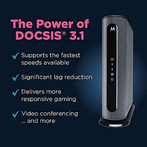 Motorola MB8611 DOCSIS 3.1 Multi-Gig Cable Modem | Pairs with Any WiFi Router | Approved for Comcast Xfinity, Cox Gigablast, Spectrum | 2.5 Gbps Port | 2500 Mbps Max Internet Speeds