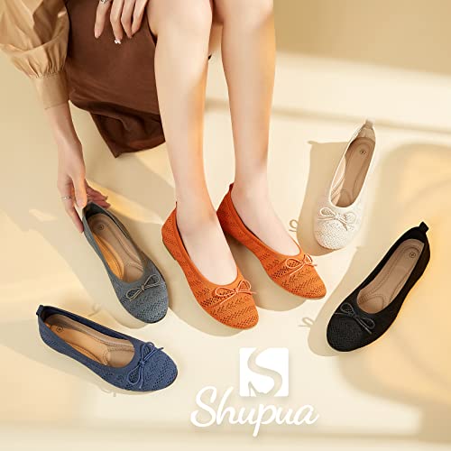 Women's Flats Shoes Dress Shoes Round Toe Ballet Flats Comfortable Crochet Lace Black Flats Low Heel(Apricot.us5)
