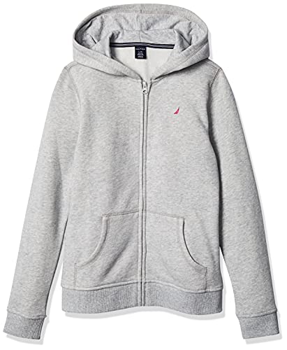 Nautica Girls' Little Fleece Full-Zip Hoodie Sweatshirt, Grey Heather, 4