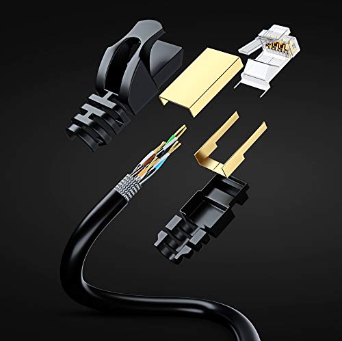 Cat 7 Ethernet Cable 12 ft - High-Speed Internet & Network LAN Patch Cable, RJ45 Connectors - 12ft / Black / 2 Pack - Perfect for Gaming, Streaming, and More