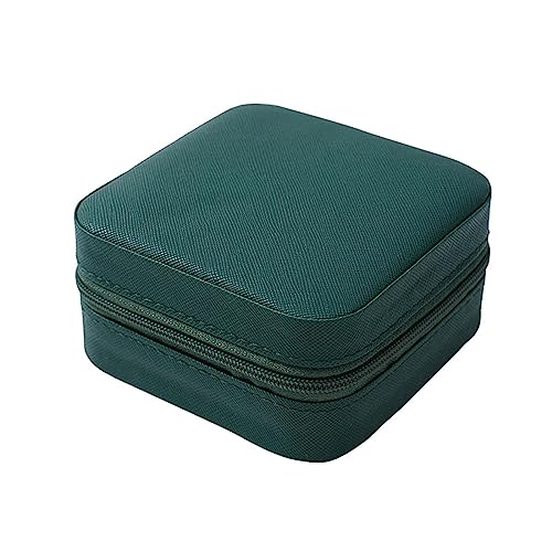 CHENGBEI Jewelry Box PU Leathers Small Portable Travel Organizer Display Storage Holder Boxes for Rings Earrings Necklacets Gift Double Layer Jewelry Box, blue green