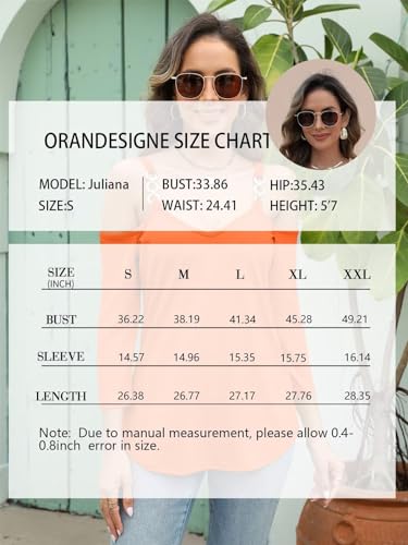 ORANDESIGNE Women's Short Sleeves V Neck Shirts Summer Cold Shoulder Tops Casual Ladies Basic Blouses Deep Pink