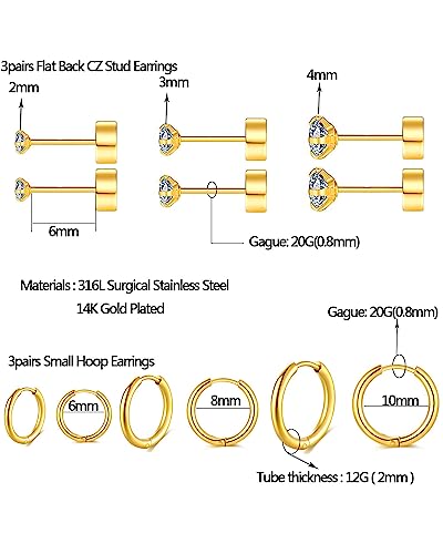 316L Surgical Stainless Steel Huggie Hoop Earrings 8mm Colorful Hypoallergenic Earrings Hoop Cartilage Helix Lobes Hinged Sleeper Earrings For Men Women(B05:8mm Rainbow(THK 2.0mm))