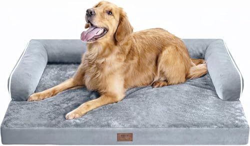 Orthopedic Large Dog Bed Washable, Orthopedic Dog Bed with Washable Removable Cover, XLarge Orthopedic Dog Beds for Large Dogs, Waterproof Pet Beds and Non-Slip Bottom, Extra Purple Large Dog Bed