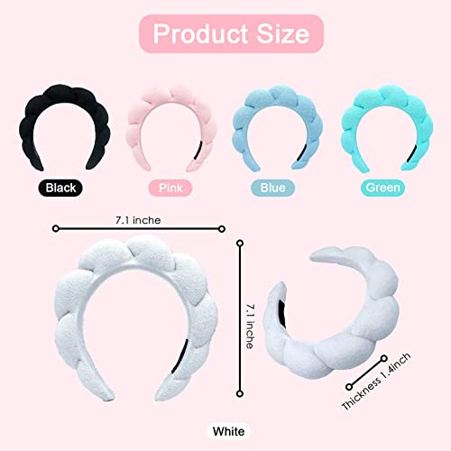 Yiwafu Spa Headband for Women, Sponge Headband for Washing Face Wristband Set, Makeup Headband, Skincare Headbands for Makeup Removal, Shower, Hair Accessories((Pink))
