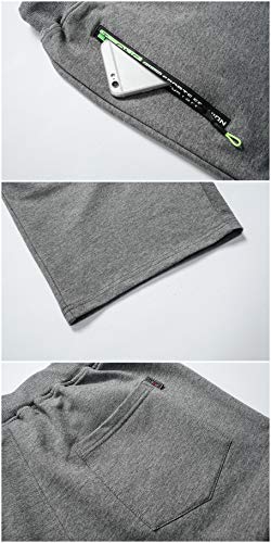Chrisuno Men's Workout Running Shorts with Zipper Pockets Dark Grey 8XL