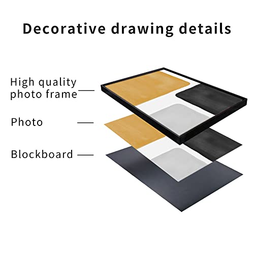 Wall Art Modern Abstract Canvas Framed Wall Art 3 Piece Set Of Painted Prints Boho Style For Living Room Bathroom Kitchen Office Wall Decor Artwork (black 16" X 24"X 3 pieces)