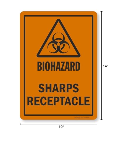 SmartSign "Biohazard - Sharps Receptacle" Label | 10" x 14" Laminated Vinyl